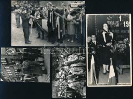 cca 1950 8 db fotó május 1. ünnepről, felvonulásról 6x9 cm, 14x9 cm