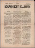 1896 Nógrád-Honti ellenzék. A Nógrádvármegyei Egyesült Ellenzék Közlönye. I. évfolyam 27. szám.