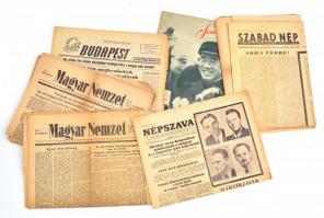 1956 18 db folyóirat, közte: Közlekedés, Magyar Nemzet, Művelt Nép, Szabad Nép, Szabad Ifjúság, Esti Budapest, Népszava, Szabadság