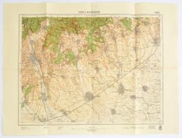 1937 Eger és Mezőkövesd katonai térképe, kiadja: M. Kir. Honvéd Térképészeti Intézet, 46×62 cm
