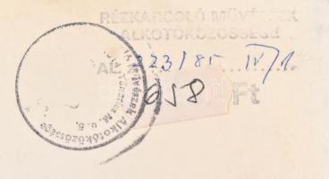 Somlai Vilma (1938-2007): Kék lámpa. Színes linómetszet, papír, jelzett, számozott (9/100), lap alja...