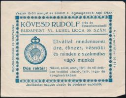 Kövesd Rudolf órás és ékszer kereskedő reklám kártya 15x12 cm