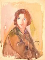 Élesdy István (1912-1987): Női portré. Akvarell, papír, jelzett. 48x36 cm