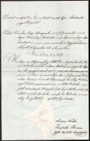 1850 Házasságtörés, pazarlás, és kegyetlenkedés miatti válóper jegyzőkönyvi kivonata, papírfelzetes viaszpecséttel