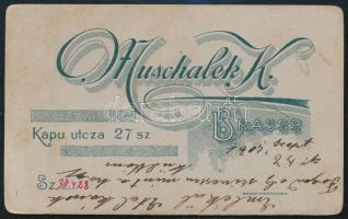 1905 Kisgyermek műtermi portréja, keményhátú fotó Muschalek brassói műterméből, feliratozva, 10,5×6,...