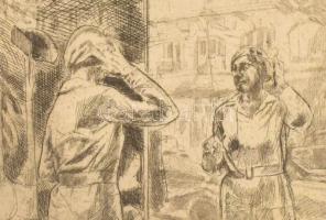 (Aszódi) Weil Erzsébet (1901-1976): Önarckép.  Rézkarc, papír, paszpartuban. Jelzett. 15x19 cm