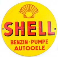 Shell zománcozott fém tábla jó állapotban d: 12 cm