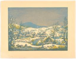 Török Endre (1926-1980): Pilis. Színes linómetszet, papír, jelzett, számozott (100/54), lap alja kis...