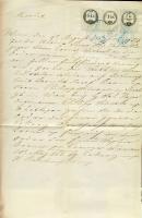 1862 Okirati másolat, 2-féle illeték-, és réznyomatú 2kr hirdetvényilleték-bélyeg vegyes felhasználásával (280.300)