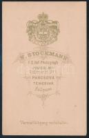 cca 1880 Női portré, keményhátú fotó Stockmann bécsi műterméből, 10,5×6,5 cm