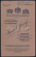 cca 1910 Férfiportré, keményhátú fotó Kossak József temesvári műterméből, 10,5×6,5 cm