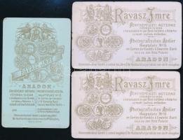 cca 1885 Férfiportré, 3 db keményhátú fotó Ravasz Imre aradi műterméből, kétféle hátlappal, 10,5×6,5...