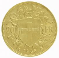 Svájc 1935L-B 20Fr "Helvetia" (6,48g/0.900) T:1,1- apró ph. / Switzerland 1935L-B 20 Franc...