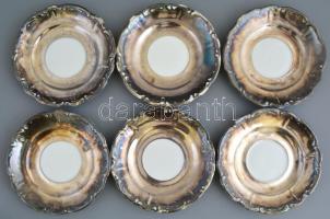 Jelzés nélkül: Ezüst mázas porcelán teáskészlet. Kopásokkal