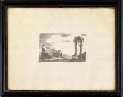 Michael Mettenleiter (1765-1853) Antik táj. Rézmetszet, papír, jelzett a dúcon. 10x7 cm Üvegezett ke...