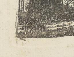 Michael Mettenleiter (1765-1853) Antik táj. Rézmetszet, papír, jelzett a dúcon. 10x7 cm Üvegezett ke...