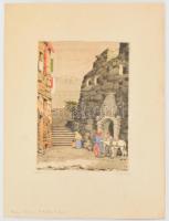 Csillag József (1894-1977): Afrika (v. Porta Sottana, Bordighera, Olaszország). Színezett rézkarc. J...