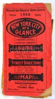 1908 New york City guide, street directory, map, viseltes állapotban