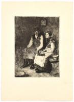 Fényes Adolf (1867-1945), Zádor István (1882-1963): Fiatal pár. Rézkarc, papír, jelzett, számozott (...