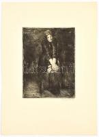 Fényes Adolf (1867-1945): Özvegyasszony. Rézkarc, papír, jelzett, 23×17 cm