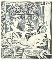 Kass János (1927-2010): Békegalamb, 1974. Rézkarc, papír, jelzett, paszpartuban. 19,5x17 cm