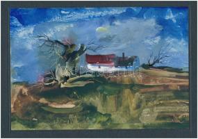 Ruttka Ferenc (1926-2019): Ébredés, 1997. Olaj, papír, jelzett, hátoldalán autográf felirattal, véko...