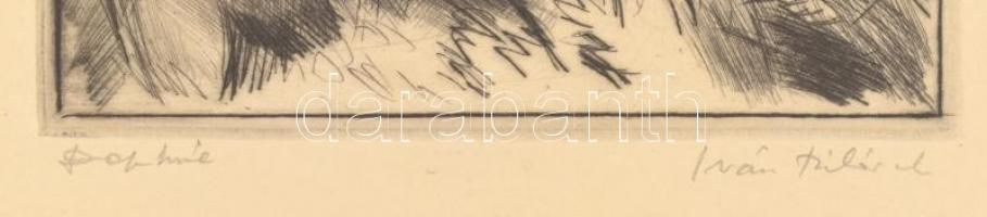 Iván Szilárd (1912-1988): Dolphine. Erotikus rézkarc, papír. Jelzett. Üvegezett keretben. 19x17 cm