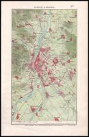 Budapest és környéke térképe, Lampel R. - Athenaeum, 37×23,5 cm