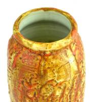 Retro iparművész váza, mázas kerámia, jelzés nélkül, apró mázhibákkal, m: 25 cm