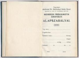 cca 1920 Magyarországi Fürdőalkalmazottak Szakegyesületének alapszabályai és tagsági könyve