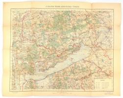 1927 A Balaton tágabb környékének térképe, kiadja: M. Kir. Állami Térképészet, szakadással, 50×63 cm