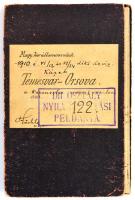 1910 A Temesvár-Orsova közötti vasúti pályaszakasz hosszelvényének rajza. Nagy méretű, kihajtható le...