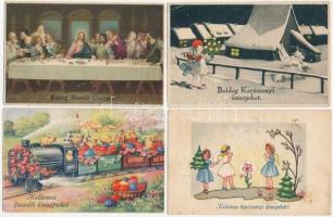 13 db RÉGI motívum képeslap vegyes minőségben: üdvözlő / 13 pre-1945 motive postcards in mixed quality: greeting