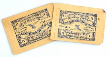 cca 1910 Legfinomabb bécsi cérnagomb 2 levél