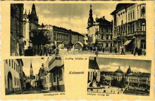 Kolozsvár, Cluj; Horthy Miklós út, Szentegyház utca, Mátyás király tér. Weinstock 4917. / streets, square