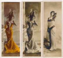 3 db RÉGI nagyalakú motívum képeslap: hölgyek / 3 pre-1907 big sized motive postcards: lady (19,5 x 7,5 cm)
