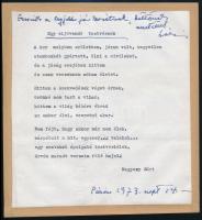 Megyery Sári (1897-1983) színésznő, író, költő két verse. Kézzel írt sorokkal