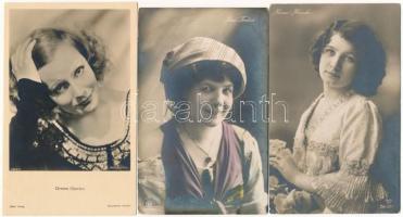 3 db RÉGI színésznő motívum képeslap / 3 pre-1945 motive postcards: actresses
