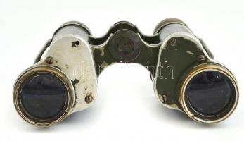 Háborús, német célkeresztes távcső bőr tokban, 10,5x15 cm