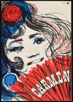 Bizet: Carmen, film plakát, MOKÉP, MAHIR, jelzett a nyomaton (Varga), hajtásnyommal, 56x39 cm