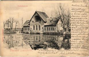 1904 Losonc, Lucenec; Csónakázó tér, csónakház. Redlinger kiadása / rowing boat club, boathouse (fl)