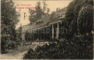 1908 Szilvásújfalu, Slivník (Tőketerebes mellett / near Trebisov); Báró Vécsey kastély. Hátoldalon Vécsey család levele / castle