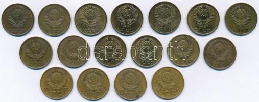 Szovjetunió 1954-1976. 3k sárgaréz (17x) T:2,2- Soviet Union 1954-1976. 3 Kopek Brass (17x)  C:XF,VF...
