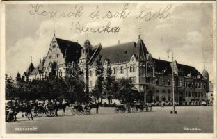 1934 Kecskemét, Városháza, lovaskocsik (EK)