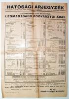 1942-es hatósági árjegyzék fűszerkereskedőknek plakát