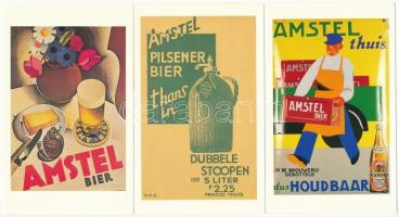 6 db MODERN holland sör motívum képeslap: Amstel Pils reklám / 6 modern Dutch beer advertising motive postcards: Amstel Pils