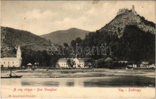 1906 Vágváralja, Vág-Podhragy, Povazské Podhradie (Vágbeszterce, Povazská Bystrica); Podrágyvár, templom, kastély. Vágvölgy. Gansel Lipót 18. / castle, church in Váh Valley / Povazie (EB)