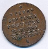 Olasz Államok / Pápai Állam 1816B 1/2b Cu &quot;VII. Piusz&quot; T:2- Italian States / Papal States 1816B Mezzo (1/2) Baiocco CU &quot;Pius VII&quot; C:VF Krause KM#1278