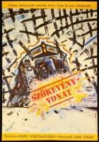 1985 Szökevényvonat, amerikai film plakát, rendezte: Andrej Koncsalovszkij, főszereplő: John Voight, hajtásnyommal, MOKÉP, MTI Fotó, szakadt, 81x56,5 cm