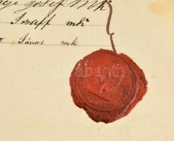 1785-1894 Pincehely, 7 db régi okmány, közte 2 db okmánybélyeggel